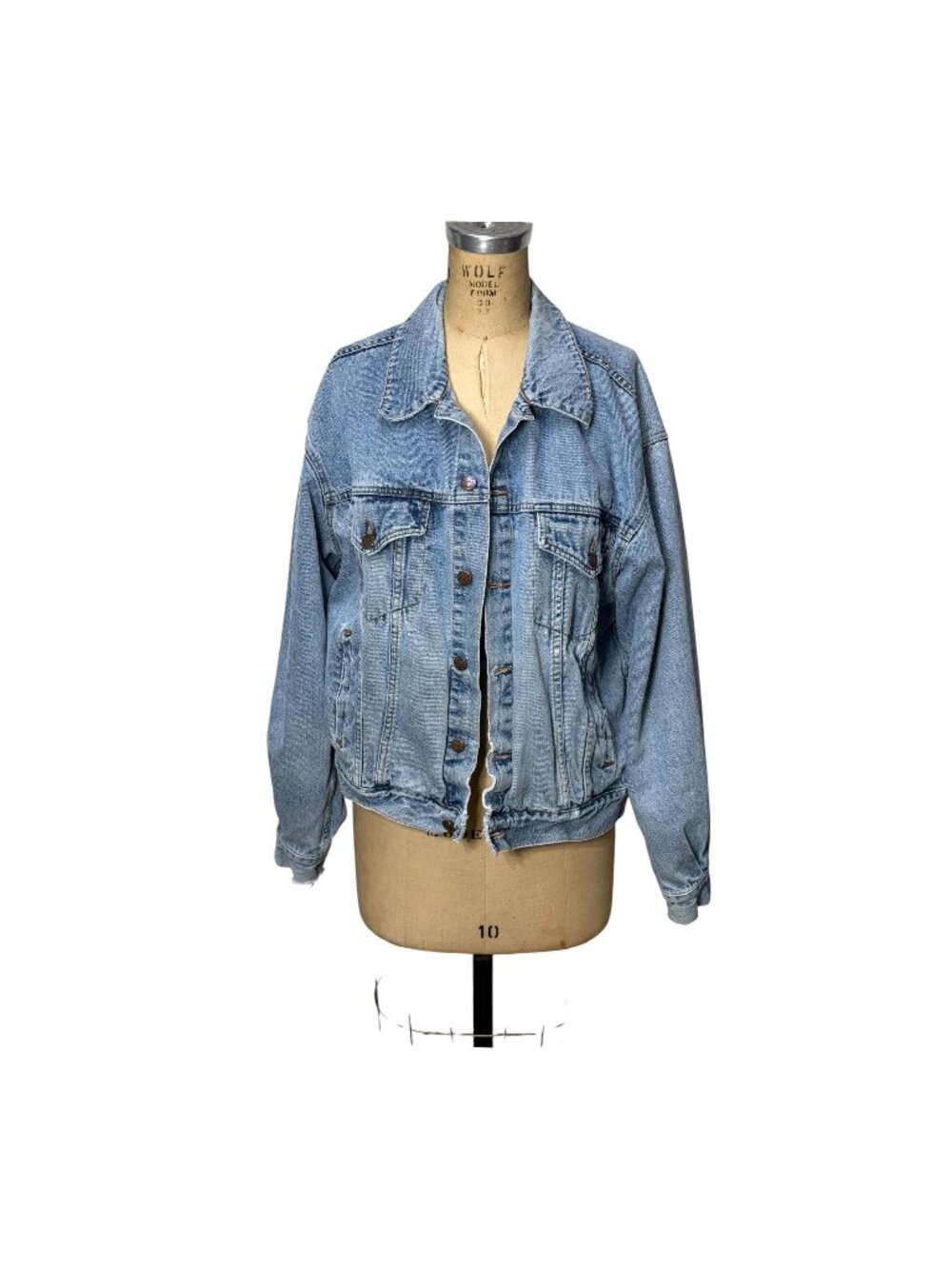 1990s faded light blue denim jacket by Corniche Jeans Size M/L